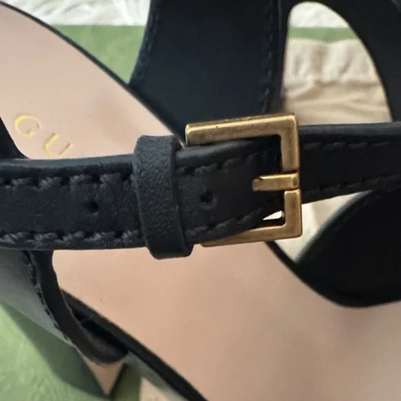 Gucci Black Leather Platform Heels size 36 ✨NEW✨ - Picture 8 of 10